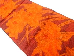 手織り真綿紬花模様織出し名古屋帯